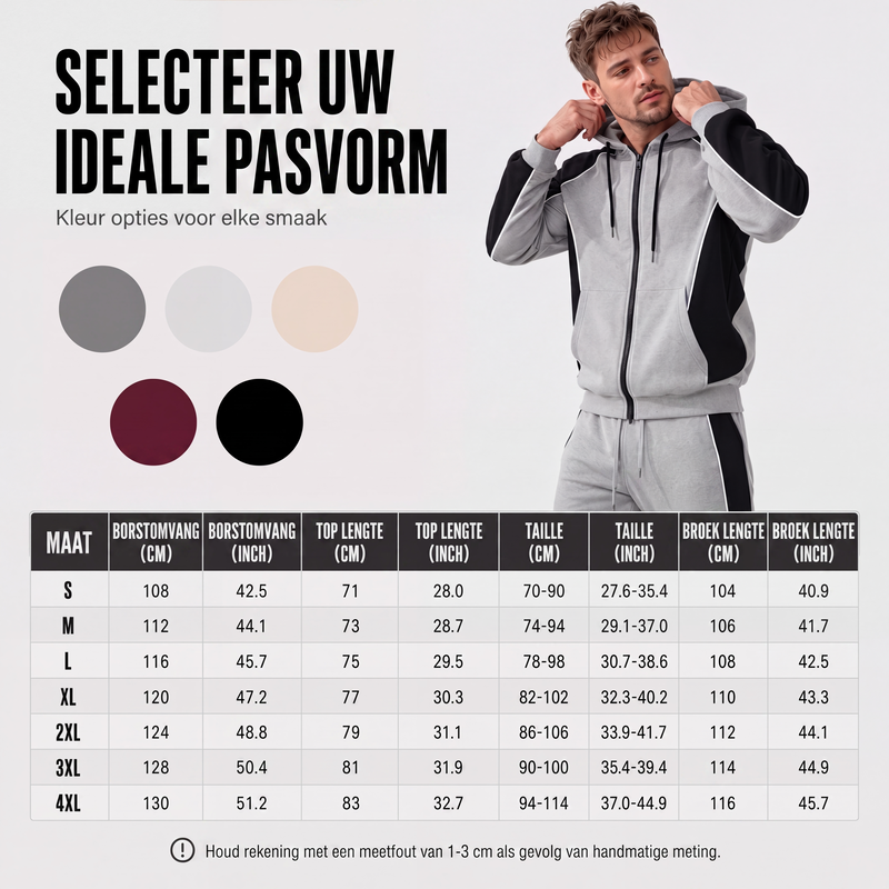 🔥Gratis verzending✈️50% OFF🔥Heren Kleurblok Ritshoodie & Joggingbroek Set