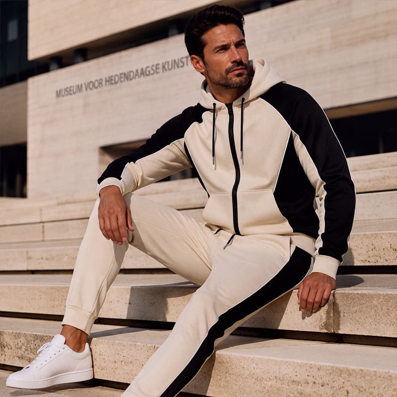🔥Gratis verzending✈️50% OFF🔥Heren Kleurblok Ritshoodie & Joggingbroek Set