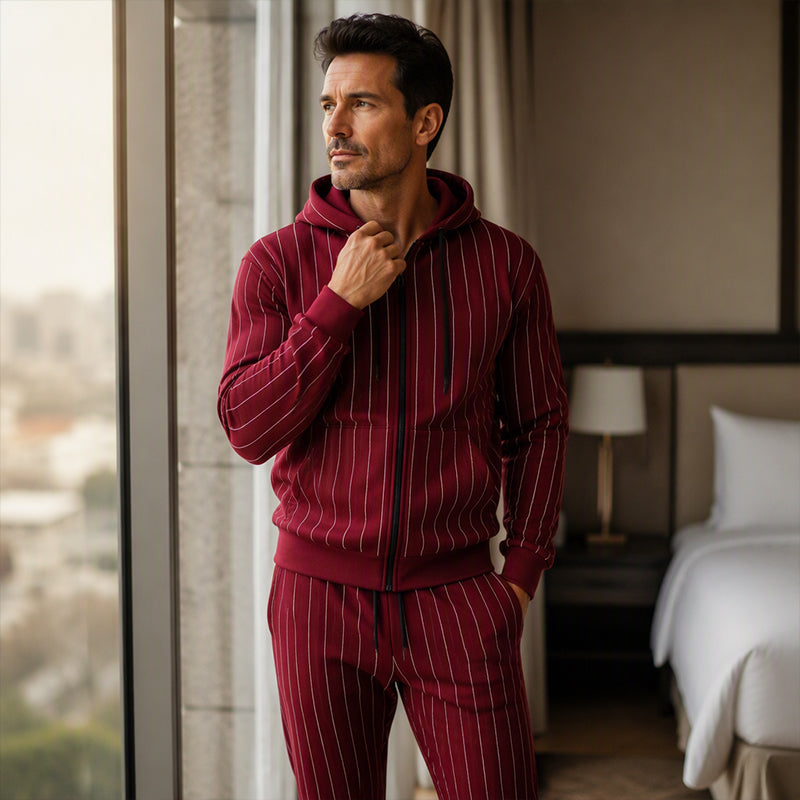 🔥Gratis verzending✈️50% OFF🔥Heren Kleurblok Ritshoodie & Joggingbroek Set