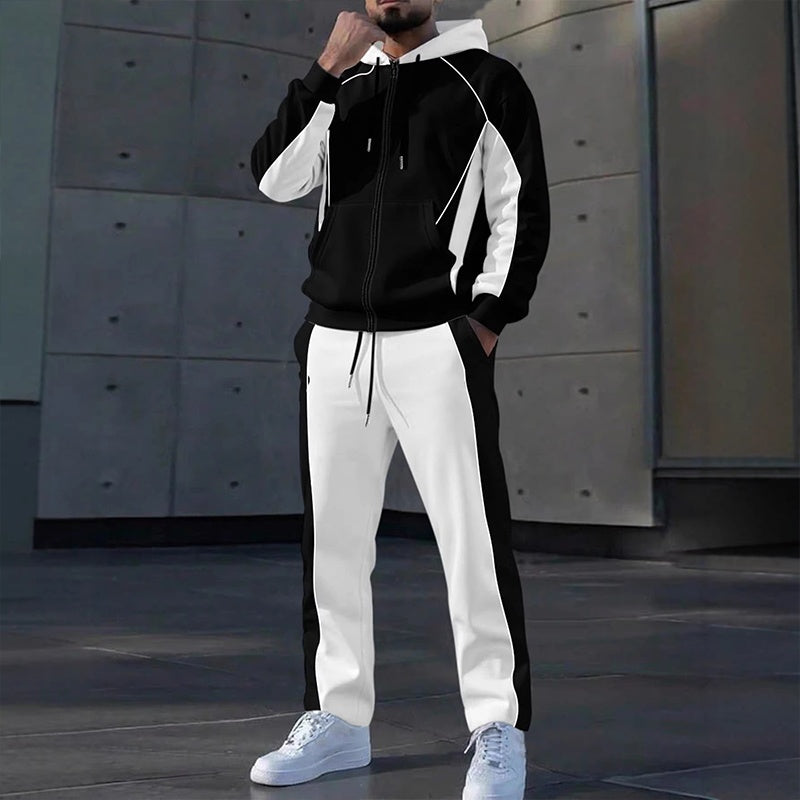 🔥Gratis verzending✈️50% OFF🔥Heren Kleurblok Ritshoodie & Joggingbroek Set