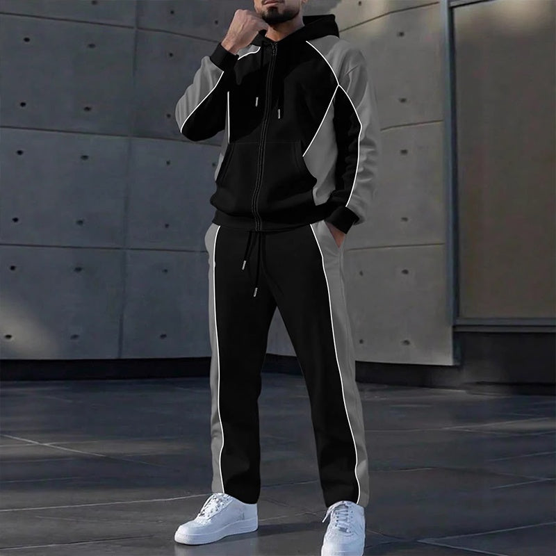 🔥Gratis verzending✈️50% OFF🔥Heren Kleurblok Ritshoodie & Joggingbroek Set