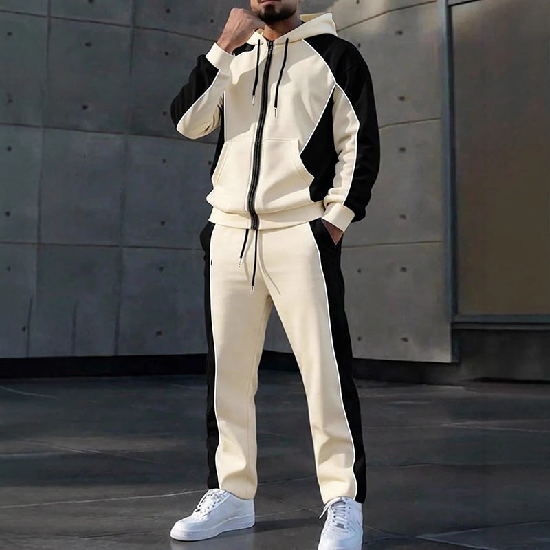 🔥Gratis verzending✈️50% OFF🔥Heren Kleurblok Ritshoodie & Joggingbroek Set