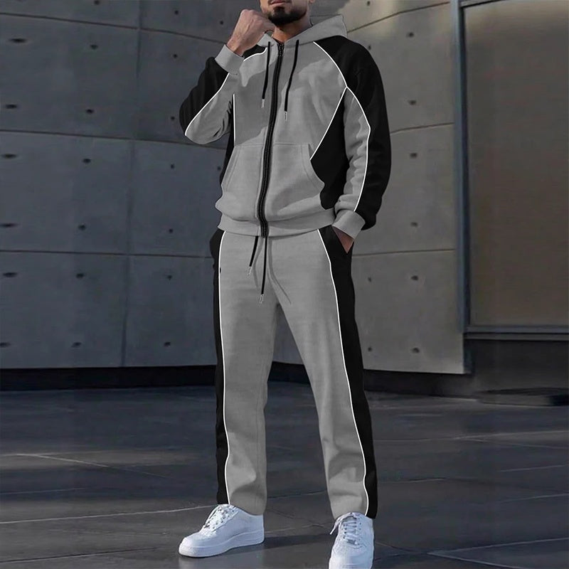 🔥Gratis verzending✈️50% OFF🔥Heren Kleurblok Ritshoodie & Joggingbroek Set