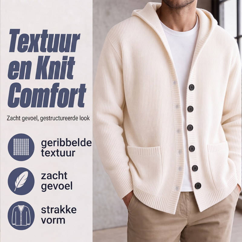🔥Gratis verzending✈️Herengebreid vest met capuchon, casual losvallend jack met knopen en trui-stijl