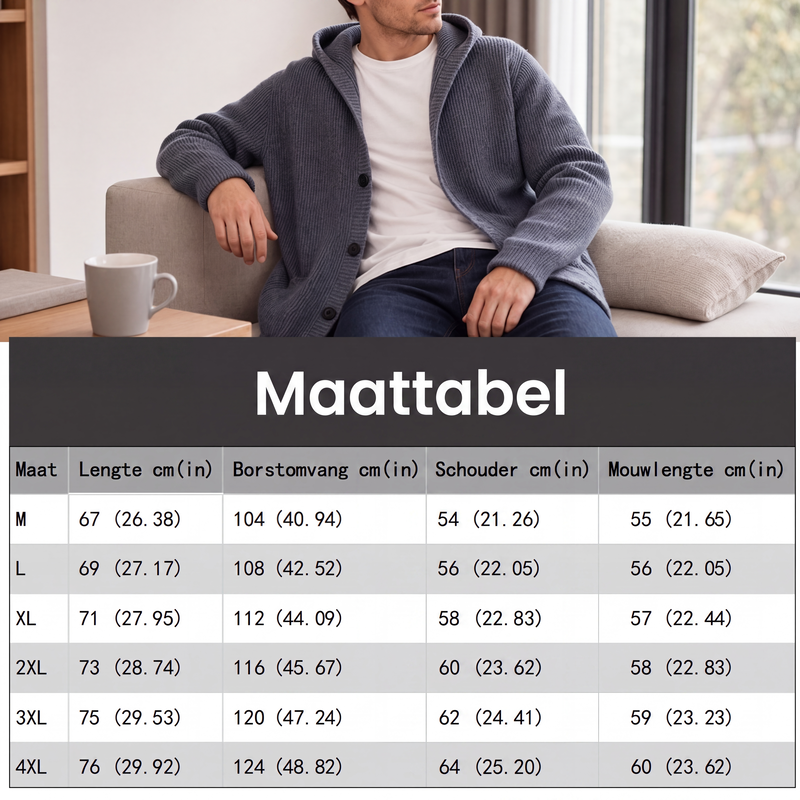 🔥Gratis verzending✈️Herengebreid vest met capuchon, casual losvallend jack met knopen en trui-stijl