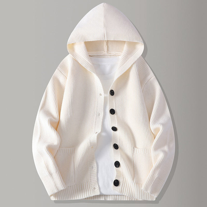 🔥Gratis verzending✈️Herengebreid vest met capuchon, casual losvallend jack met knopen en trui-stijl