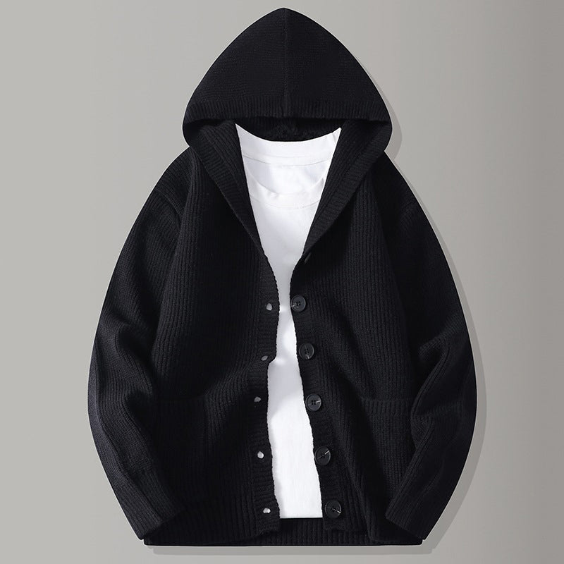 🔥Gratis verzending✈️Herengebreid vest met capuchon, casual losvallend jack met knopen en trui-stijl