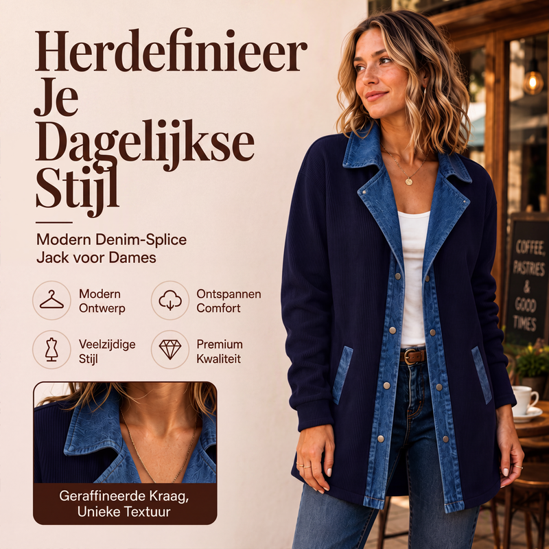 🧥🔥Gratis verzending✈️Casuele spijkerjack voor dames met patchwork