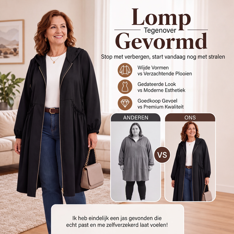 🔥Gratis verzending✈️Casual losvallende halflange capuchonjas voor dames