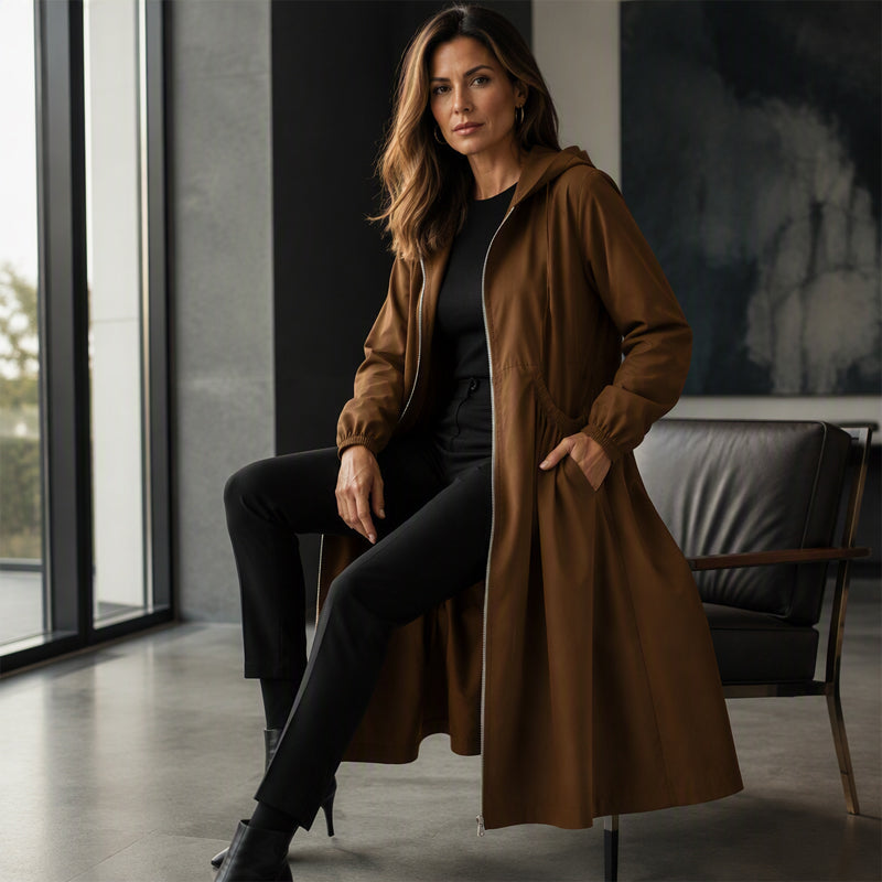 🔥Gratis verzending✈️Casual losvallende halflange capuchonjas voor dames