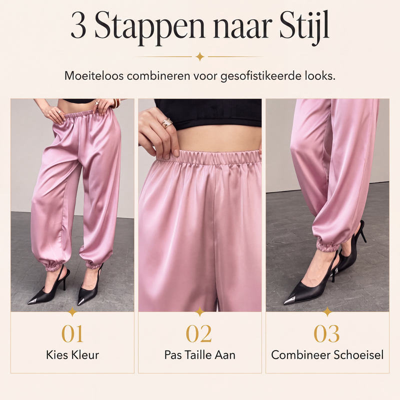 👖Wijde satijnen harembroeken voor dames