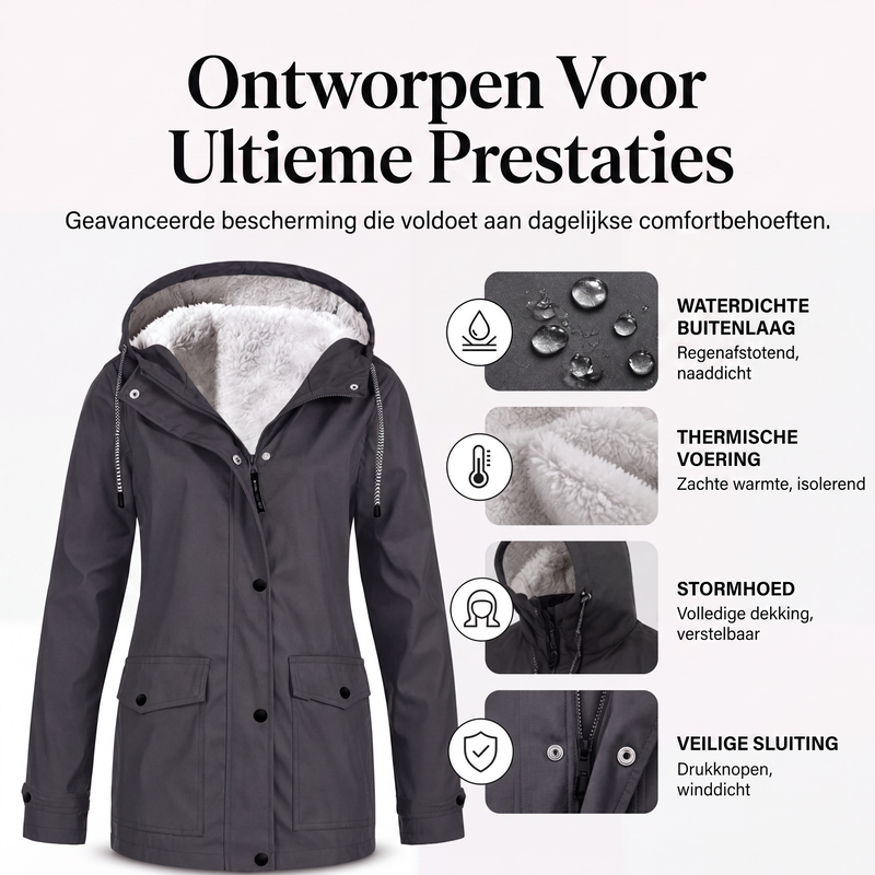 🔥Gratis verzending✈️Dames jack met capuchon, winddicht en met pluche voering