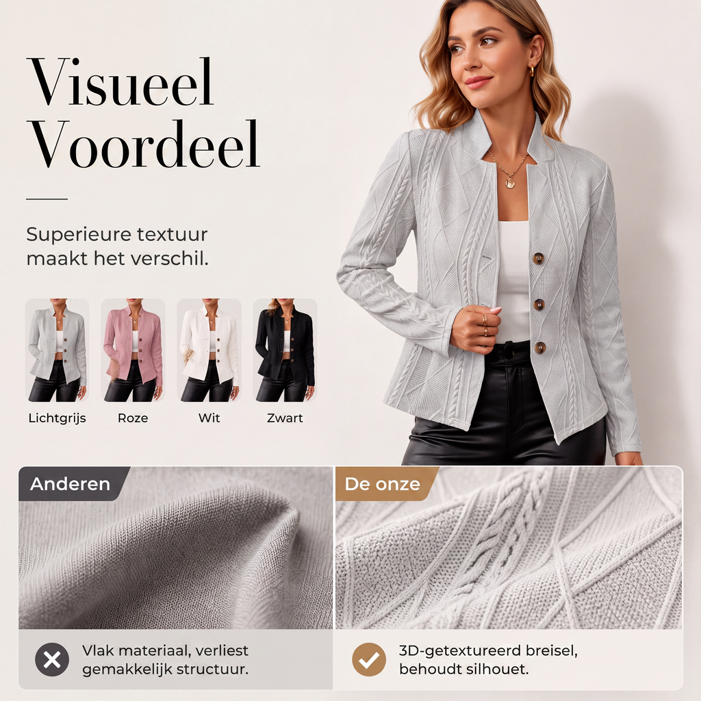 ✨Dames getextureerde blazer met knopen