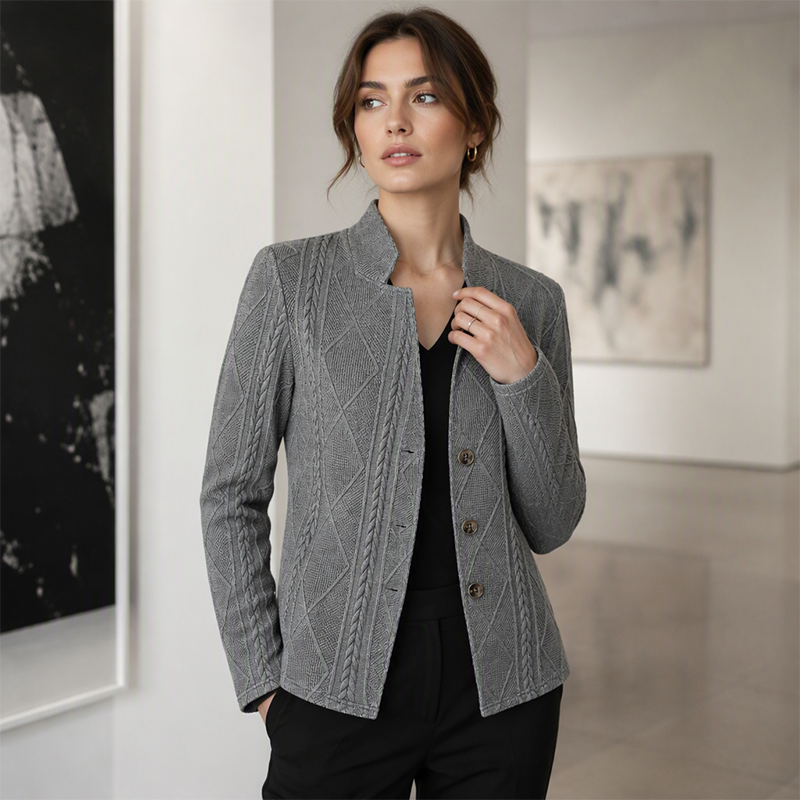 ✨Dames getextureerde blazer met knopen