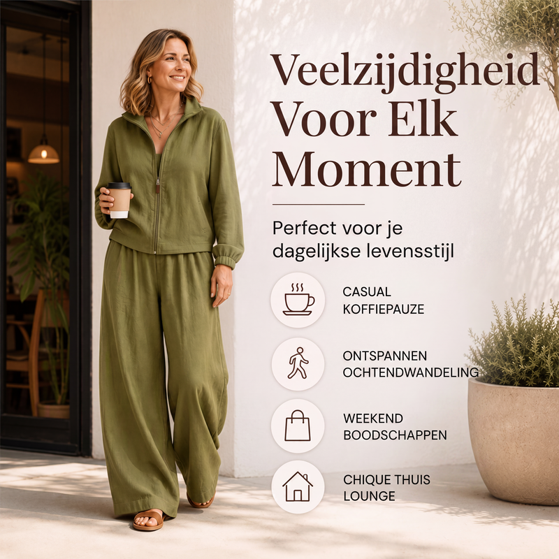 🔥 Tijdelijke Korting ✨ Dames Ritsvest & Wijde Pijpen Broek Set 👗 Comfortabele Pasvorm, Trendy Look & Perfecte Everyday Outfit
