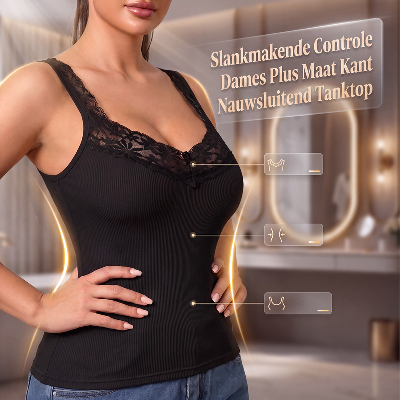 🌸 Nieuwe Collectie ✨ Dames Kanten Nauwsluitende Top in Grote Maten 👚 Elegante Look, Comfortabele Pasvorm & Zelfverzekerde Uitstraling