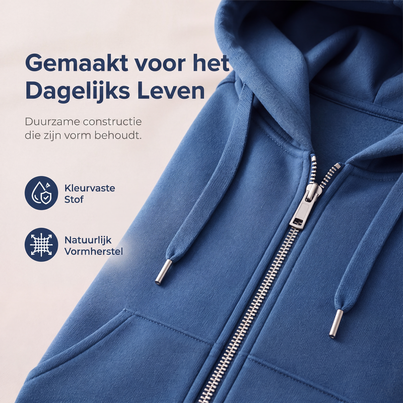🔥 Tijdelijke Korting ✨ Dames Halflange Hoodiejas met Rits & Zakken 🧥 Comfortabele Pasvorm, Warme Laag & Casual Elegante Look