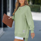 😍Lange Mouw Pullover met Rits Slit – Casual Sweatshirt Jurk voor Dames