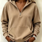 ✨🧥Casuele Geribbelde Gebreide Half-Ritshoodie voor Vrouwen🔥Limited aanbieding