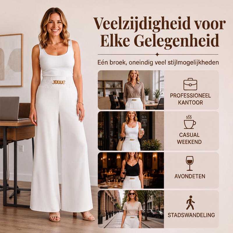 Elegante broek met hoge taille en wijde pijpen voor dames