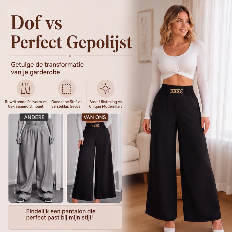 Elegante broek met hoge taille en wijde pijpen voor dames