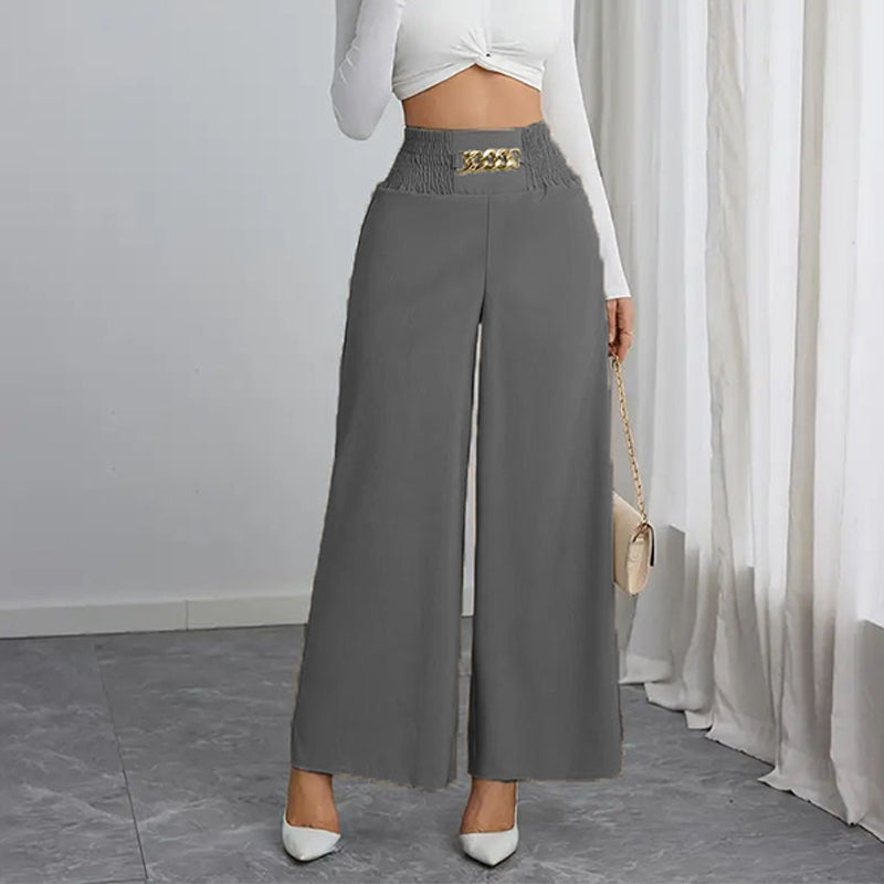 Elegante broek met hoge taille en wijde pijpen voor dames