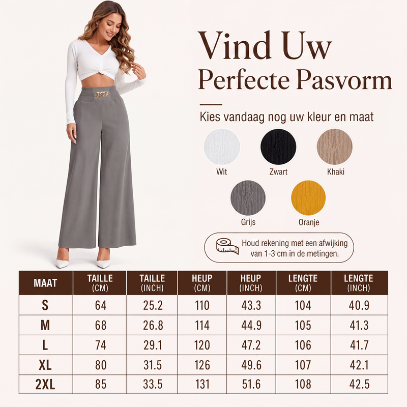 Elegante broek met hoge taille en wijde pijpen voor dames