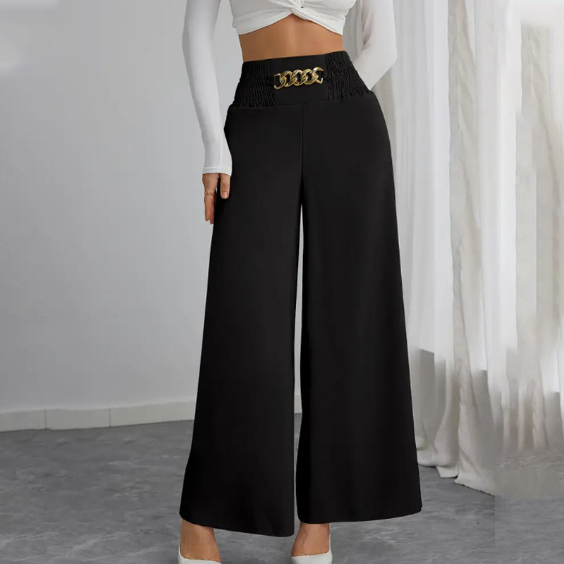 Elegante broek met hoge taille en wijde pijpen voor dames