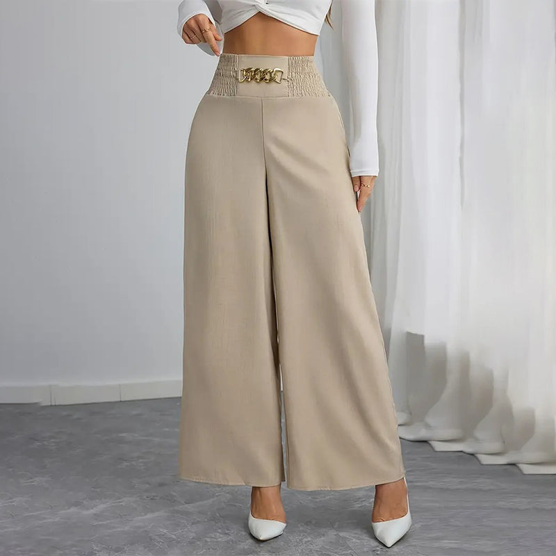 Elegante broek met hoge taille en wijde pijpen voor dames