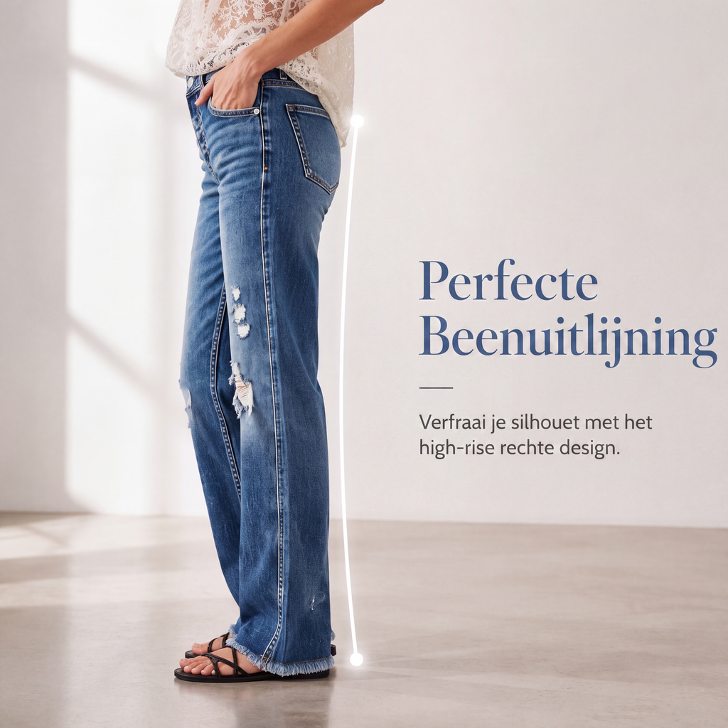 🔥 50% KORTING ✨ Dames Distressed Straight Leg Jeans 👖 Trendy Vintage Look, Comfortabele Pasvorm & Tijdloze Denim Stijl