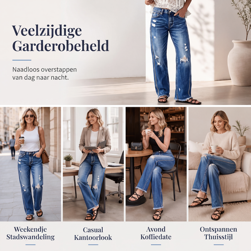 🔥 50% KORTING ✨ Dames Distressed Straight Leg Jeans 👖 Trendy Vintage Look, Comfortabele Pasvorm & Tijdloze Denim Stijl