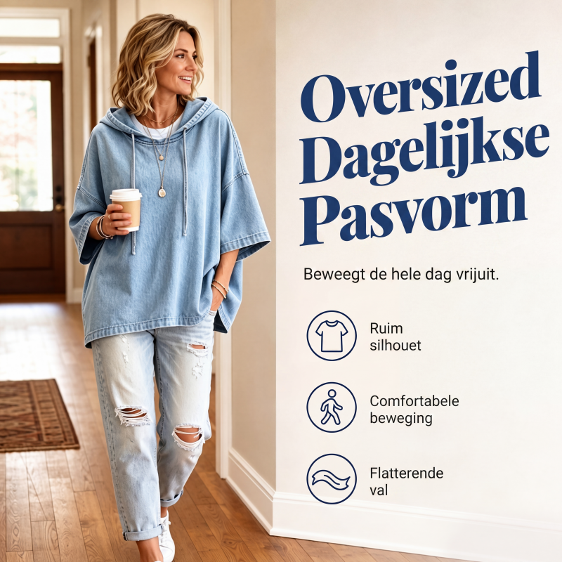 🔥 Nieuw & Trendy ✨ Dames Casual Losse Denim Hoodie 👕 Stoere Denim Look, Comfortabele Pasvorm & Trendy Streetstyle