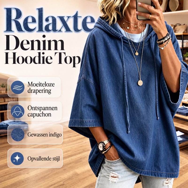🔥 Nieuw & Trendy ✨ Dames Casual Losse Denim Hoodie 👕 Stoere Denim Look, Comfortabele Pasvorm & Trendy Streetstyle