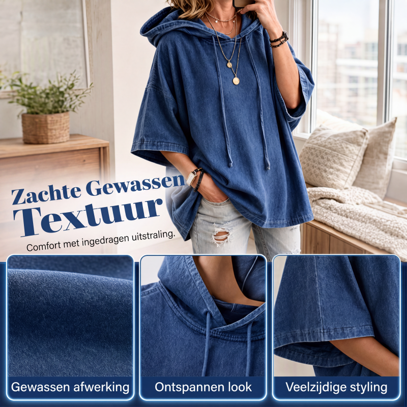 🔥 Nieuw & Trendy ✨ Dames Casual Losse Denim Hoodie 👕 Stoere Denim Look, Comfortabele Pasvorm & Trendy Streetstyle