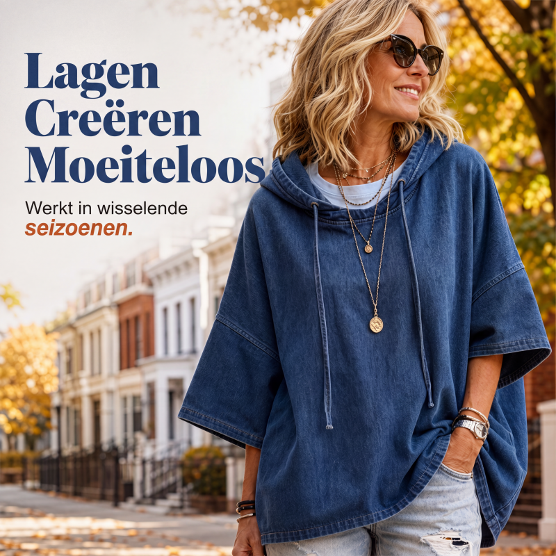 🔥 Nieuw & Trendy ✨ Dames Casual Losse Denim Hoodie 👕 Stoere Denim Look, Comfortabele Pasvorm & Trendy Streetstyle
