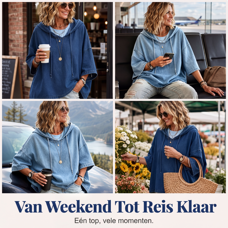 🔥 Nieuw & Trendy ✨ Dames Casual Losse Denim Hoodie 👕 Stoere Denim Look, Comfortabele Pasvorm & Trendy Streetstyle