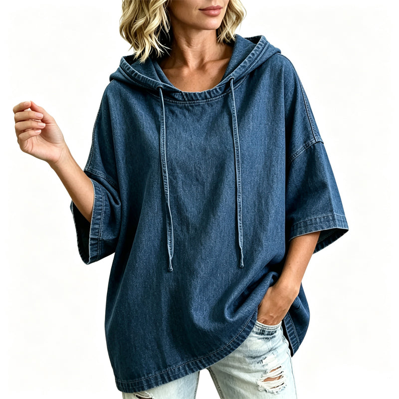 🔥 Nieuw & Trendy ✨ Dames Casual Losse Denim Hoodie 👕 Stoere Denim Look, Comfortabele Pasvorm & Trendy Streetstyle