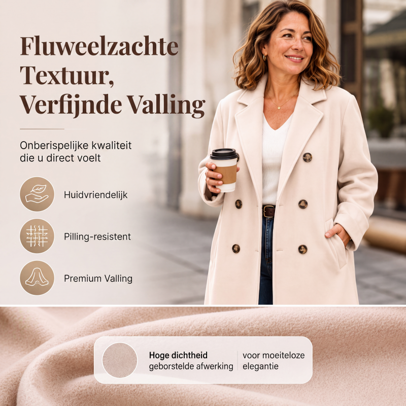 🔥Gratis verzending✈️Wollen dubbelrijige damesjas van gemengde stof
