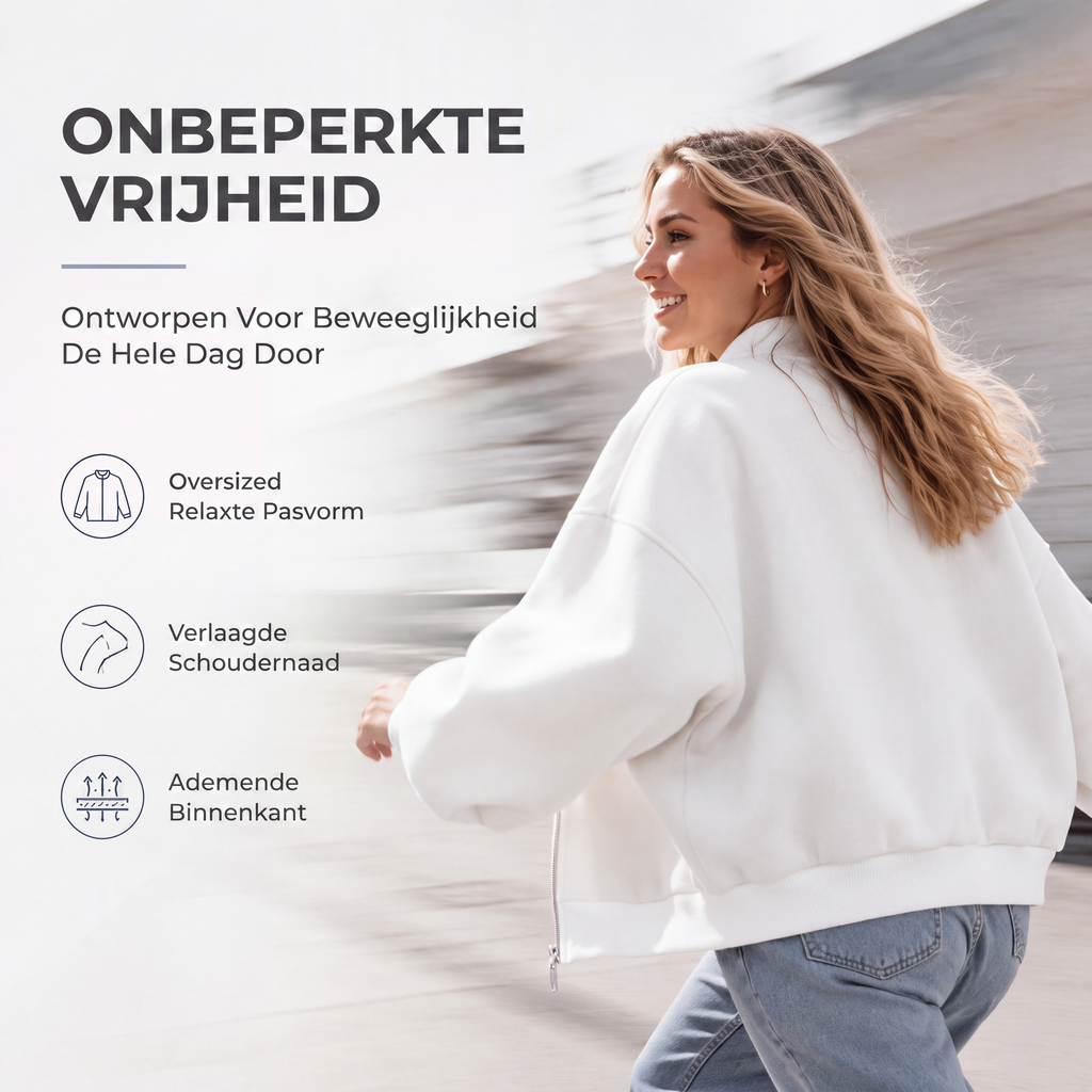 😍Dames oversized sweatshirtjack met ritssluiting
