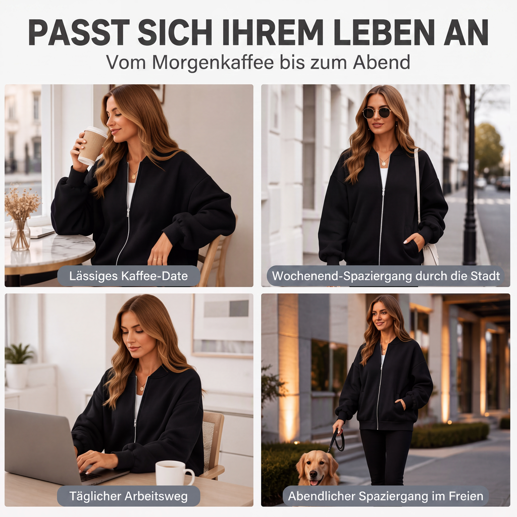 😍Dames oversized sweatshirtjack met ritssluiting
