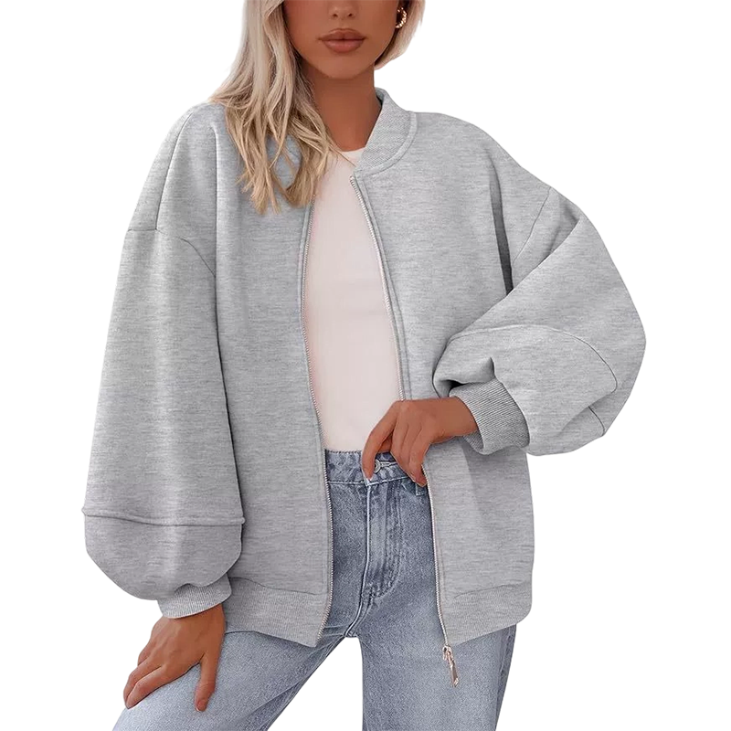 😍Dames oversized sweatshirtjack met ritssluiting