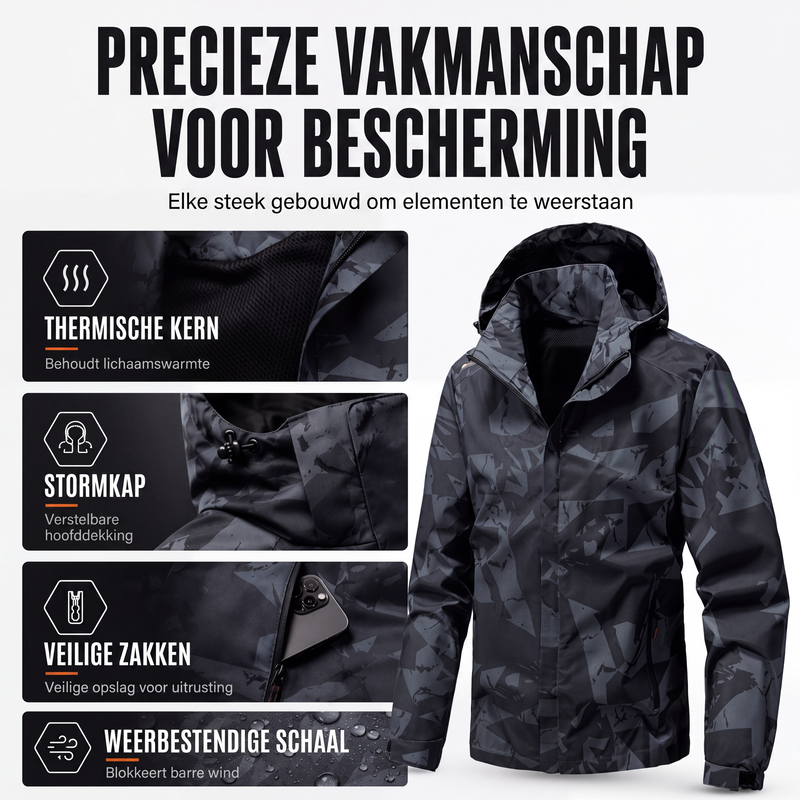 🔥Gratis verzending✈️Winddichte camouflage jack met capuchon voor heren