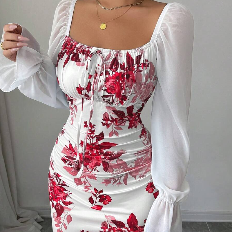 👗Elegante klokvormige jurk met bloemenprint voor dames😍