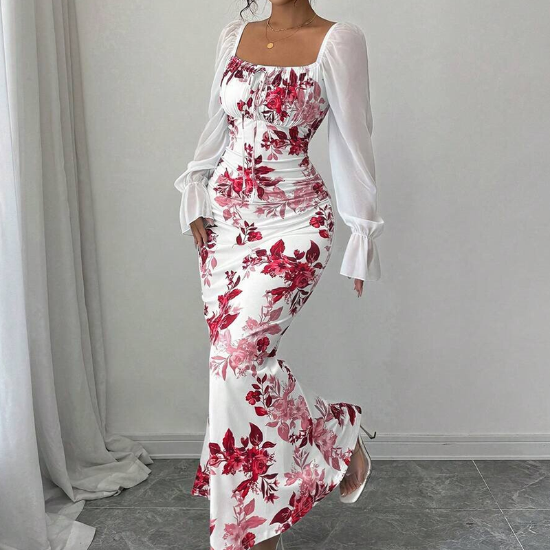 👗Elegante klokvormige jurk met bloemenprint voor dames😍