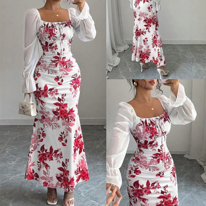👗Elegante klokvormige jurk met bloemenprint voor dames😍