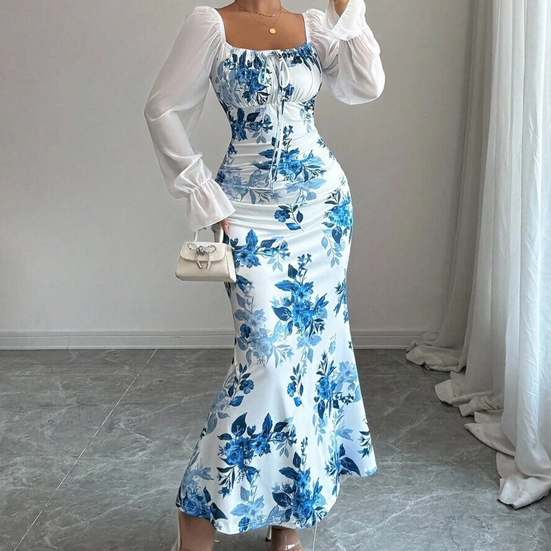 👗Elegante klokvormige jurk met bloemenprint voor dames😍