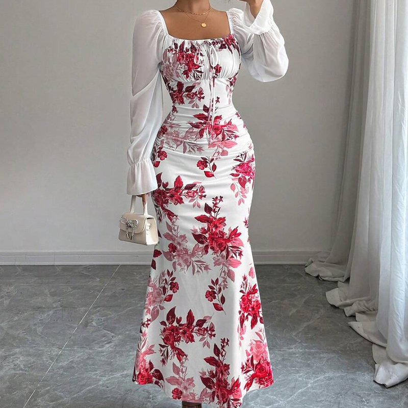 👗Elegante klokvormige jurk met bloemenprint voor dames😍