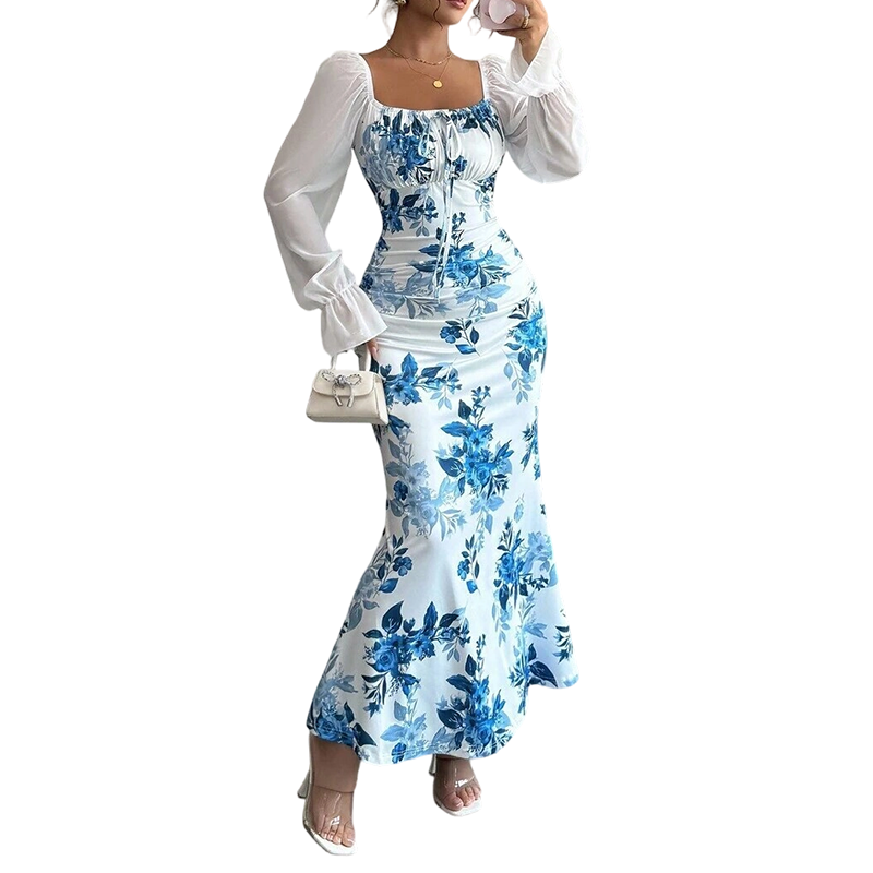 👗Elegante klokvormige jurk met bloemenprint voor dames😍