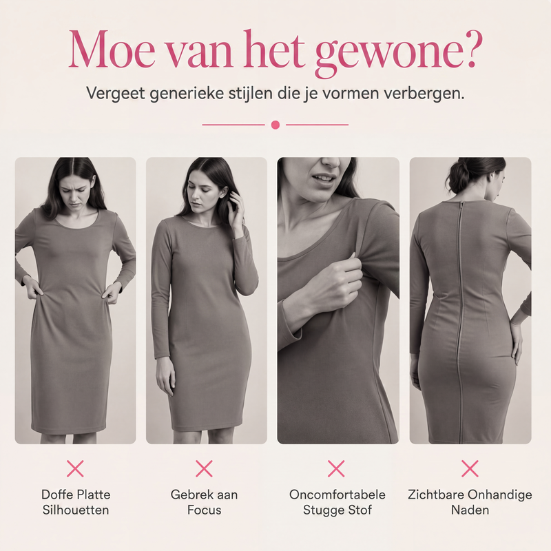 Dames midi-jurk met geplooide details en 3D-rozen