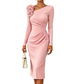 Dames midi-jurk met geplooide details en 3D-rozen